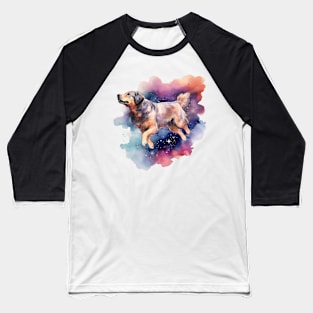 Galaxy Dog Watercolor Art Baseball T-Shirt